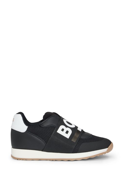 Hugo Boss-Kids' trainers in leather and mesh with logo elastic-hugo