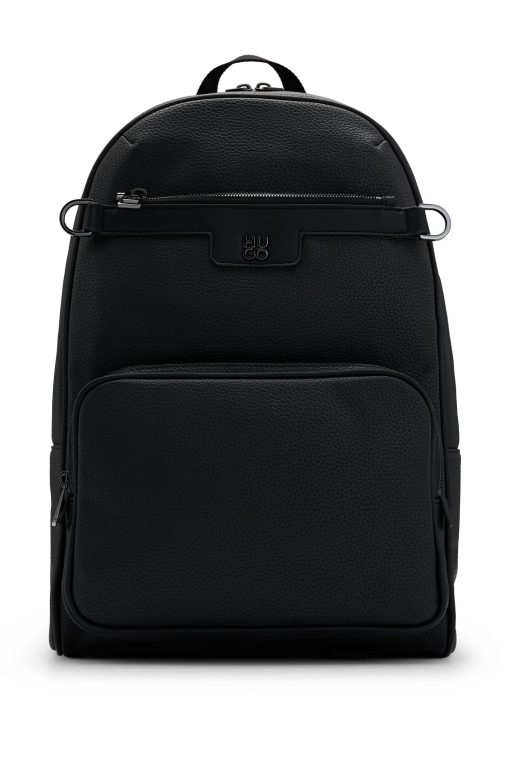 Hugo Boss Bags-Grained faux-leather backpack with stacked-logo trim-hugo boss sale