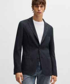 Hugo Boss Sport Coats-Slim-fit blazer in herringbone cotton-boss hugo