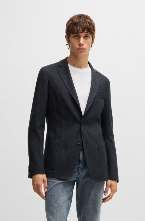 Hugo Boss Sport Coats-Slim-fit blazer in herringbone cotton-boss hugo