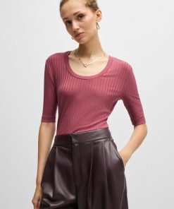 Hugo Boss Tops-Scoop-neck top in stretch fabric-hugo boss store