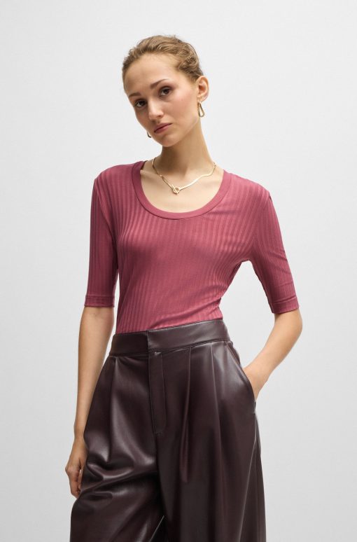 Hugo Boss Tops-Scoop-neck top in stretch fabric-hugo boss store