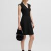 Hugo Boss Dresses-V-neck dress in stretch fabric-hugo 4