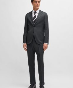 Hugo Boss Suits-Slim-fit suit in striped wool-hugo boss near me