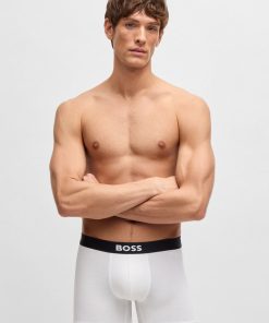 Hugo Boss Underwear-Three-pack of stretch-cotton boxer briefs with logos-boss outlet 2