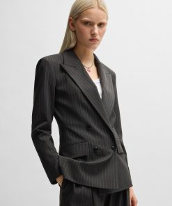 Hugo Boss Tailored Jackets-Regular-fit blazer in pinstripe stretch material-boss near me