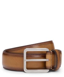 Hugo Boss Belts-Italian-leather belt with contrast stitching-boss hugo