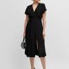 Hugo Boss Dresses-High-neck dress with plissé pleats and sheer sleeves-boss near me 4