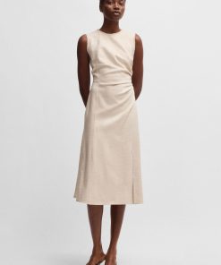 Hugo Boss Dresses-Melange dress with frayed and gathered details-hugo boss outlet 2