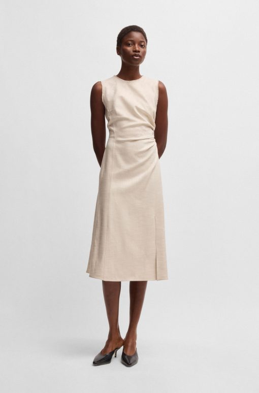 Hugo Boss Dresses-Melange dress with frayed and gathered details-hugo boss outlet - Image 2