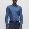 Hugo Boss-Slim-fit shirt in patterned performance fabric-hugo boss outlet 3