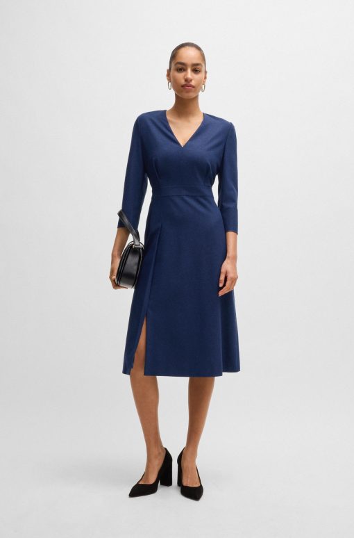 Hugo Boss Dresses-V-neck dress in stretch flannel-boss near me