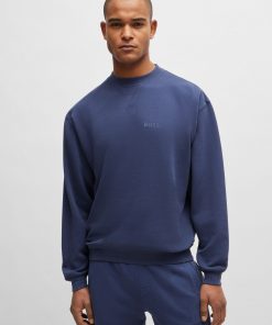 Hugo Boss Sweatshirts and Jogging Pants-Cotton-terry relaxed-fit sweatshirt with flocked logo-hugo boss store