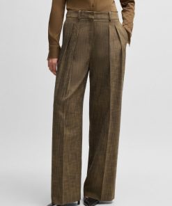 Hugo Boss Pants-Regular-fit trousers with pleated front-hugo boss store near me