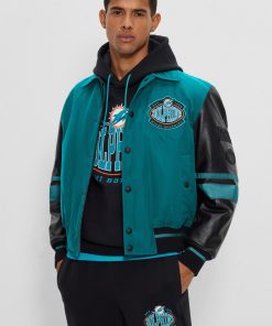 Hugo Boss Jackets and Coats-BOSS x NFL water-repellent bomber jacket with collaborative branding-hugo boss store near me