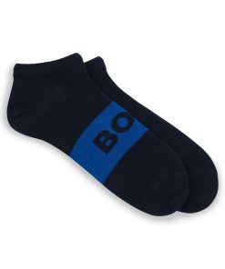 Hugo Boss Socks-Two-pack of ankle-length socks in stretch fabric-hugo boss store near me