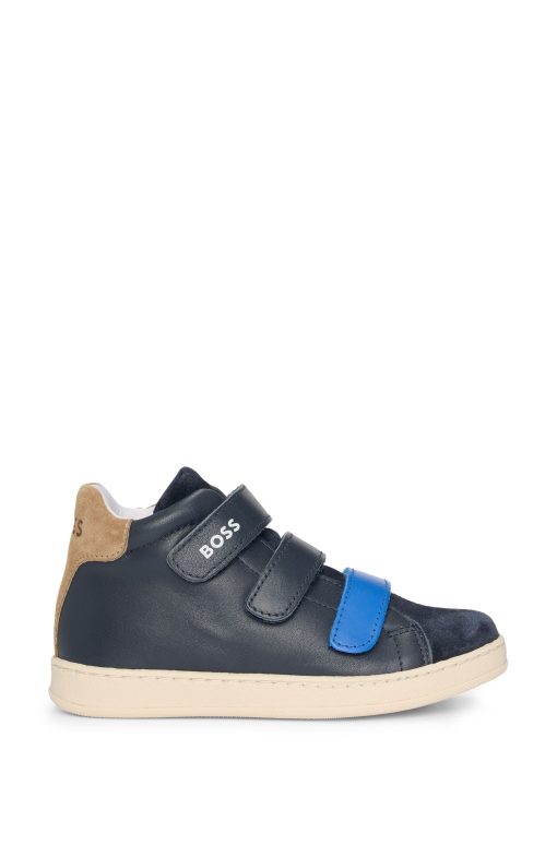 Hugo Boss-Kids' trainers in leather with branded touch-closure straps-hugo by hugo boss