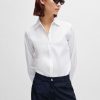 Hugo Boss Blouses-Regular-fit blouse in soft canvas with chest pockets-hugo 3