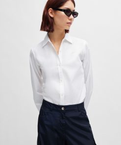 Hugo Boss Blouses-Regular-fit blouse in stretch-cotton canvas-hugo boss outlet