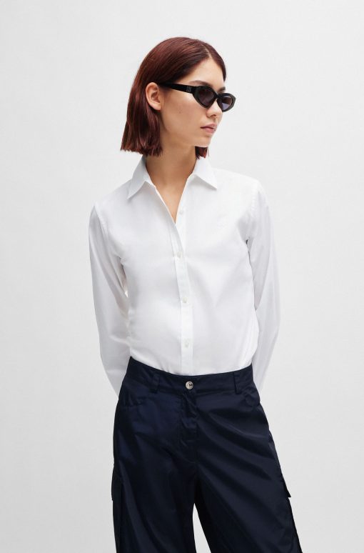 Hugo Boss Blouses-Regular-fit blouse in stretch-cotton canvas-hugo boss outlet