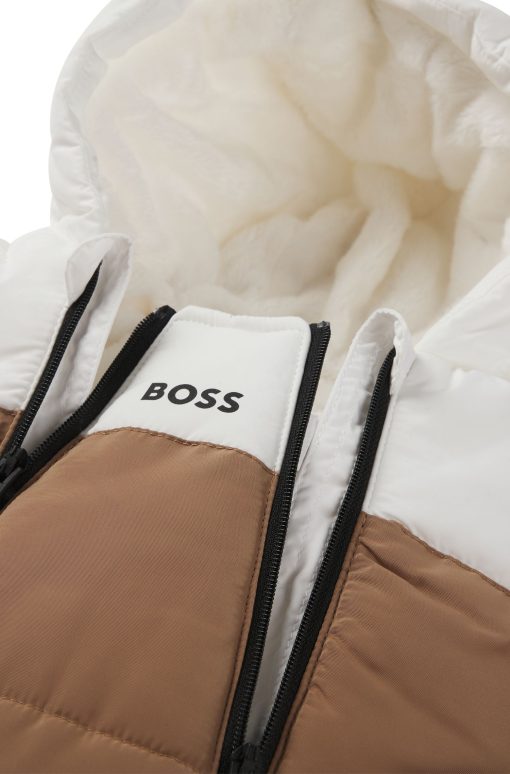 Hugo Boss-Baby snowsuit with faux-fur lining and logo details-boss near me - Image 2