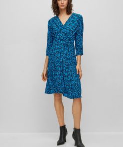 Hugo Boss Dresses-Wrap-front V-neck dress with seasonal print-hugo boss store 2