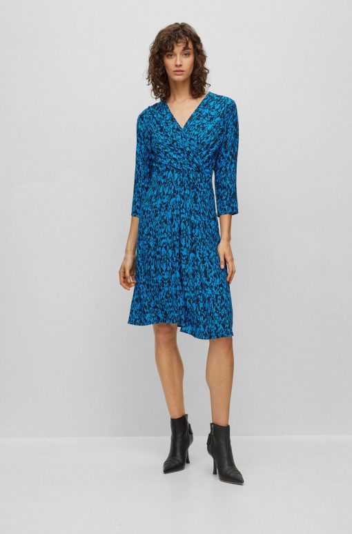 Hugo Boss Dresses-Wrap-front V-neck dress with seasonal print-hugo boss store - Image 2