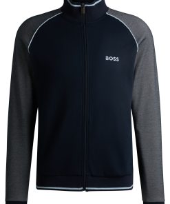 Hugo Boss Sweatshirts and Jogging Pants-Cotton zip-up jacket with contrast piping-boss store 2