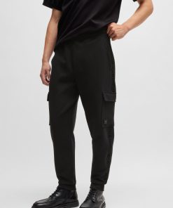 Hugo Boss Sweatshirts and Jogging Pants-Stretch-cotton tracksuit bottoms with stacked logo-hugo boss outlet