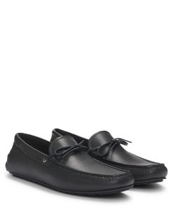 Hugo Boss Casual Shoes-Grained-leather moccasins with driver sole-hugo