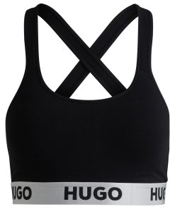 Hugo Boss Underwear, Pajamas, and Socks-Crossed-back bralette in stretch cotton with logo band-boss hugo