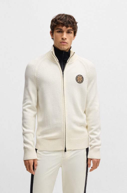 Hugo Boss Sweaters and Cardigans-BOSS Ski virgin-wool cardigan with two-way zip-hugo by hugo boss