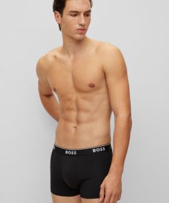 Hugo Boss Underwear-Three-pack of stretch-cotton trunks with logo waistbands-hugo boss store 2