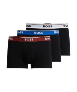 Hugo Boss Underwear-Three-pack of stretch-cotton trunks with logo waistbands-boss near me