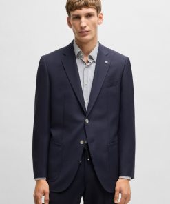 Hugo Boss Sport Coats-Regular-fit suit jacket in micro-patterned virgin wool-hugo boss near me