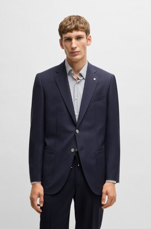 Hugo Boss Sport Coats-Regular-fit suit jacket in micro-patterned virgin wool-hugo boss near me