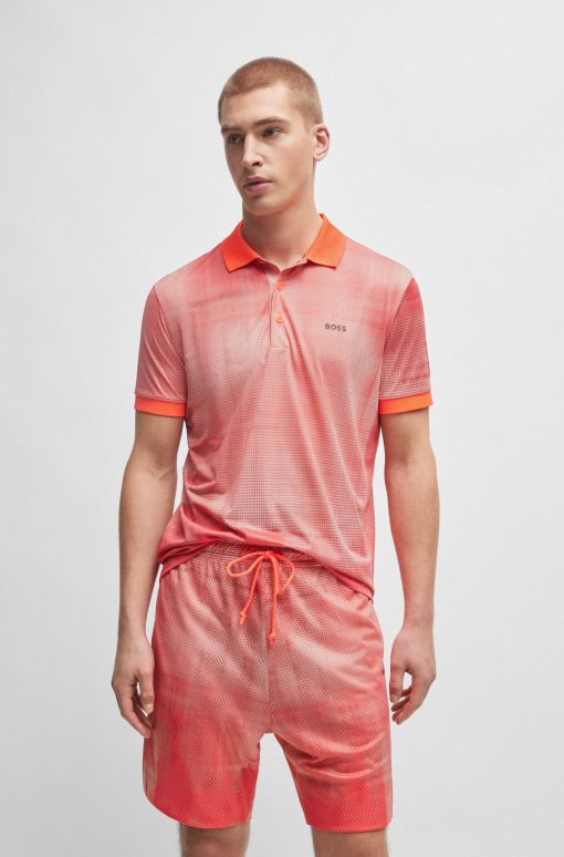 Hugo Boss Polo Shirts-Printed-mesh polo shirt with logo detail-hugo by hugo boss