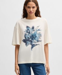 Hugo Boss T-Shirts-Cotton-jersey oversize-fit T-shirt with seasonal artwork-hugo boss store