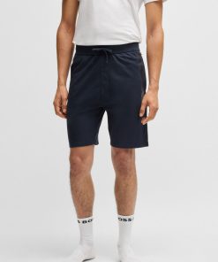 Hugo Boss Sweatshirts and Jogging Pants-Cotton-terry shorts with metallic logo-hugo boss near me