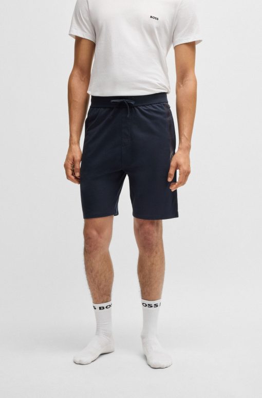 Hugo Boss Sweatshirts and Jogging Pants-Cotton-terry shorts with metallic logo-hugo boss near me