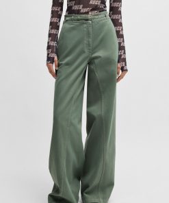 Hugo Boss-Regular-fit wide-leg trousers in cotton twill-hugo boss sale