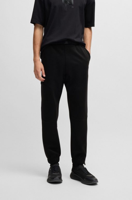 Hugo Boss Sweatshirts and Jogging Pants-Bonded-fleece tracksuit bottoms with logo detail-boss hugo