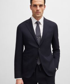 Hugo Boss Sport Coats-Slim-fit jacket in a striped wool blend-boss near me