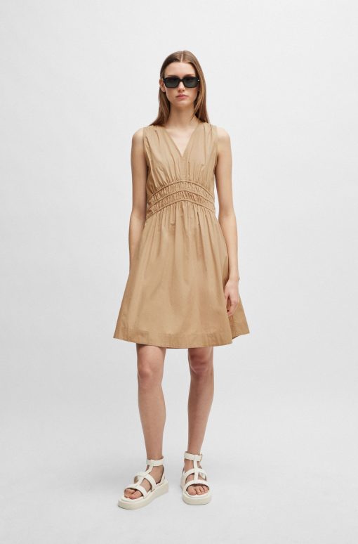 Hugo Boss Dresses-Elasticated-waist slim-fit dress in cotton poplin-boss hugo - Image 2