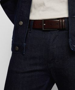 Hugo Boss Belts-Vegetable-tanned leather belt with gunmetal hardware-hugo by hugo boss 2