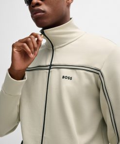 Hugo Boss Tracksuits-Zip-up sweatshirt with tape inserts-boss hugo 2