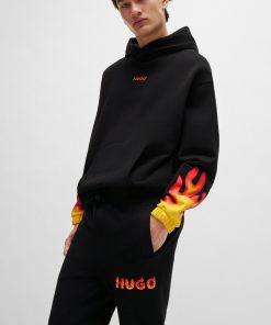 Hugo Boss Sweatshirts and Jogging Pants-Cotton-terry tracksuit bottoms with puffed flame logo-boss store near me 2