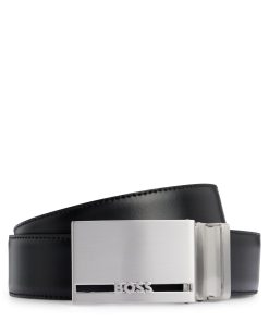 Hugo Boss Belts-Italian-leather reversible belt with branded keeper-boss store