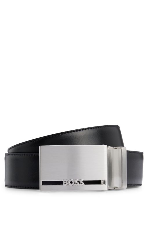 Hugo Boss Belts-Italian-leather reversible belt with branded keeper-boss store