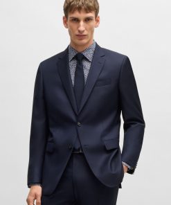 Hugo Boss Suits-Slim-fit suit in patterned wool and silk-hugo boss store 2